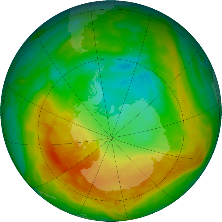 Antarctic ozone map for 12 November 1988